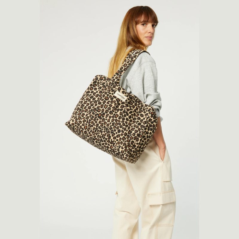 Sac 24 heures Célestins en coton recyclé – Léopard beige – Rive Droite
