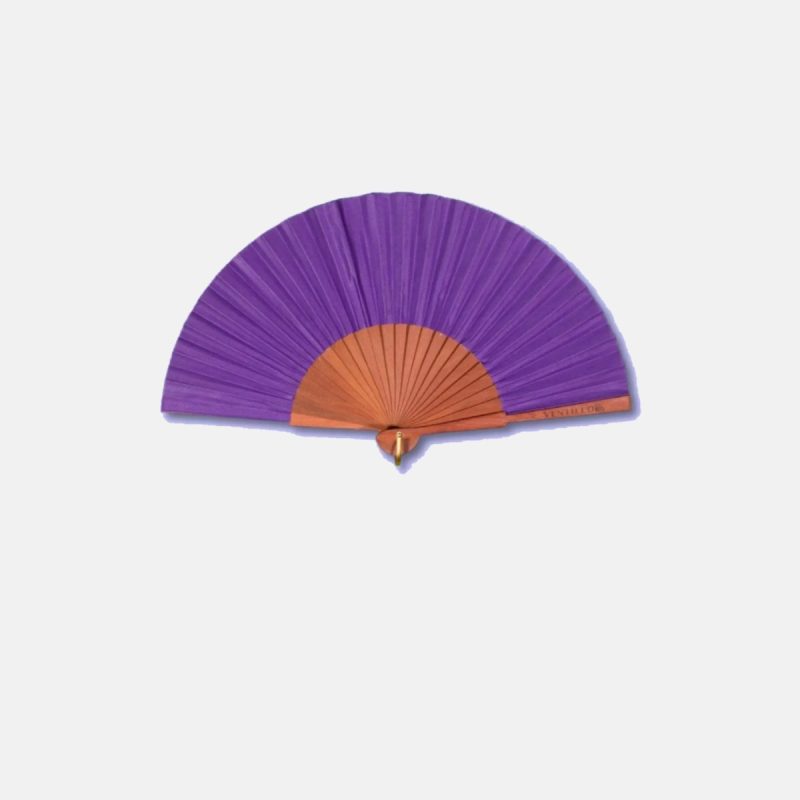 Éventail uni violet en bois de poirier VentiLLo