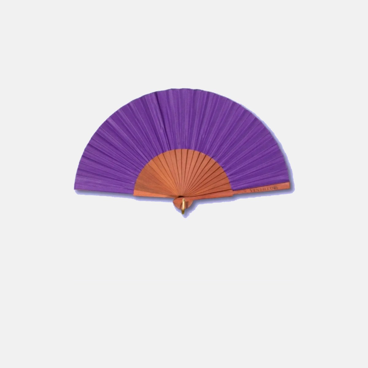 Éventail uni violet en bois de poirier VentiLLo