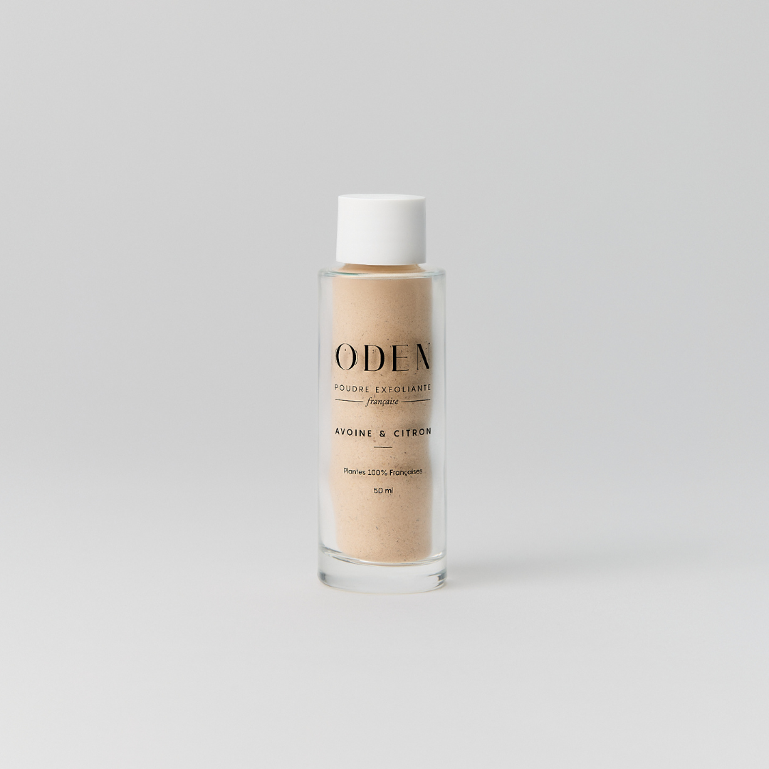 Poudre exfoliante au citron Oden, pot en verre de 35 g