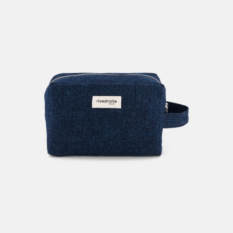 Trousse Tournelles XL en coton recyclé – Denim brut – Rive Droite