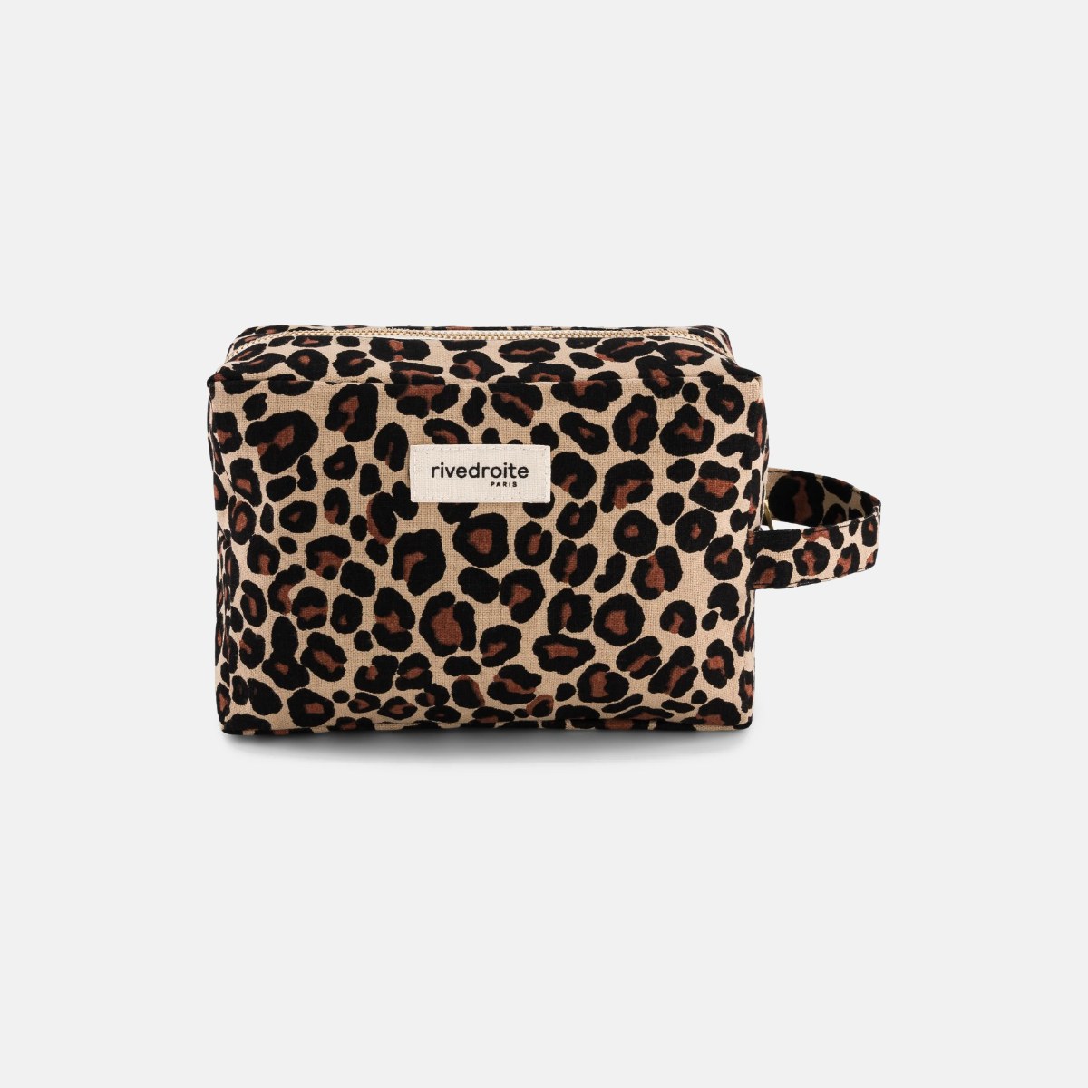 Trousse Tournelles XL en coton recyclé – Léopard beige – Rive Droite