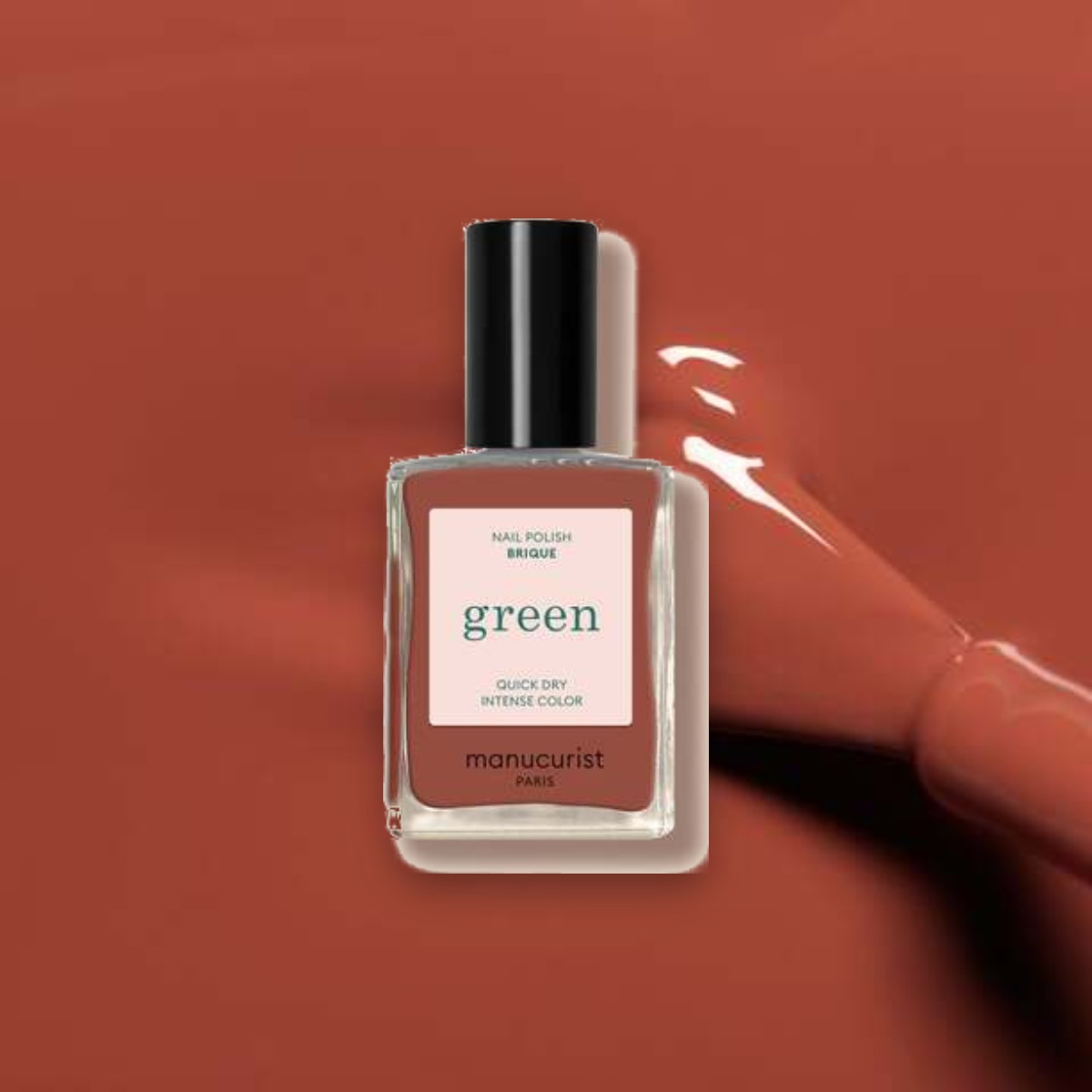 Vernis à ongles Green Manucurist Brique sur un fond de sa couleur