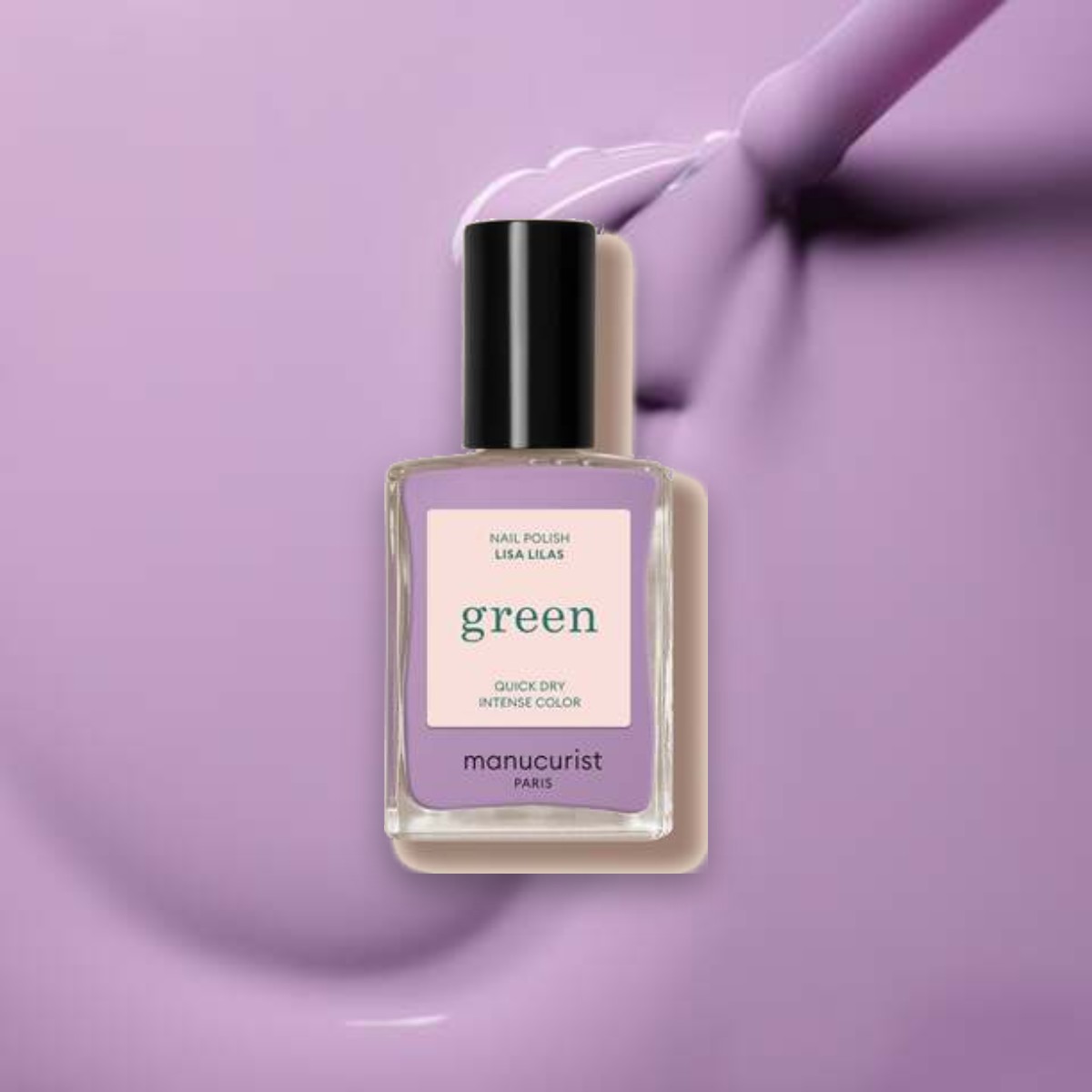 Vernis à ongles Green Manucurist Lisa lilas sur un fond de sa couleur