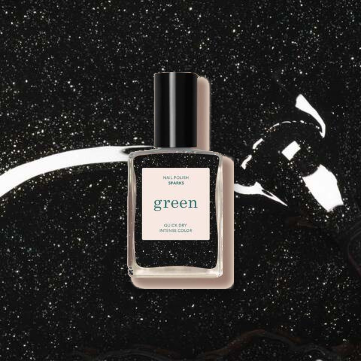 Vernis à ongles Green Manucurist Sparks sur un fond de sa couleur