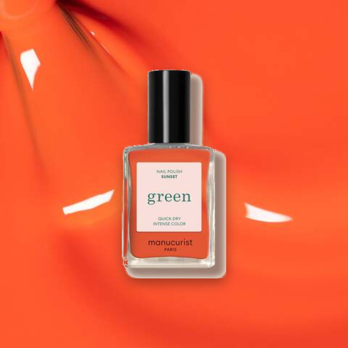 Vernis à ongles Green Manucurist Sunset sur un fond de sa couleur